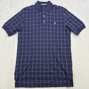 Vintage Polo Golf Ralph Lauren Polo Mens Medium Navy Pony Check Performance